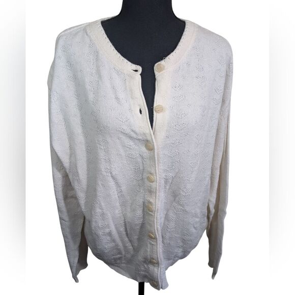 Northern Reflections Women Cardigan Sweater Knit Hearts Flower Oversized Large - Picture 1 of 10